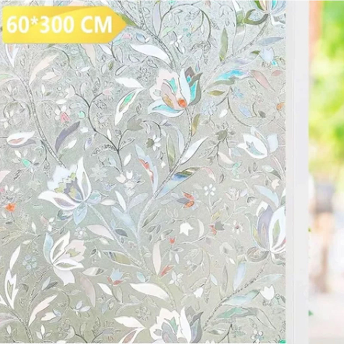 60x300cm 3D Tulip Pattern Self Adhesive Window Privacy Film Static Cling Window Sticker for Home Office