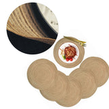 6pcs Round Placemats Slip Proof Prevent Scalding Insulation Decorative Woven Table Mats for Home Cafe Khaki 11.8in - 45-Degree Angle