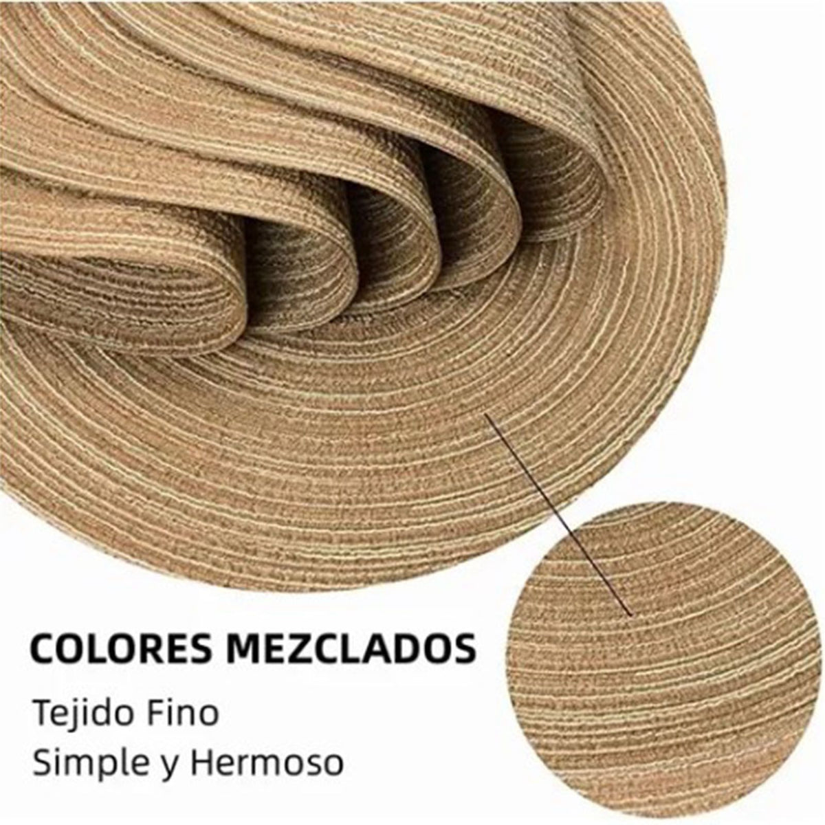 6pcs Round Placemats Slip Proof Prevent Scalding Insulation Decorative Woven Table Mats for Home Cafe Khaki 11.8in