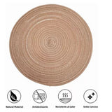 6pcs Round Placemats Slip Proof Prevent Scalding Insulation Decorative Woven Table Mats for Home Cafe Khaki 11.8in