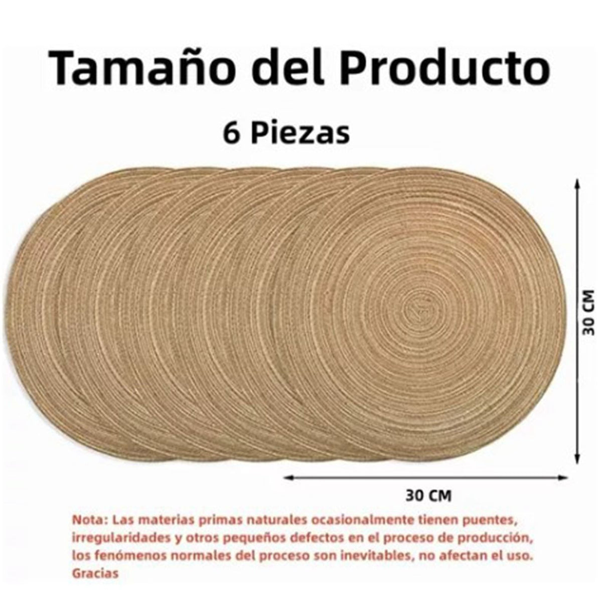 6pcs Round Placemats Slip Proof Prevent Scalding Insulation Decorative Woven Table Mats for Home Cafe Khaki 11.8in