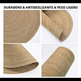 6pcs Round Placemats Slip Proof Prevent Scalding Insulation Decorative Woven Table Mats for Home Cafe Khaki 11.8in
