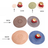 6pcs Round Placemats Slip Proof Prevent Scalding Insulation Decorative Woven Table Mats for Home Cafe Khaki 11.8in