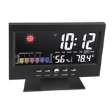 Weather Forecast Clock ABS LED Color Screen Multifunctional Temperature Humidity Alarm Clock Black