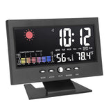 Weather Forecast Clock ABS LED Color Screen Multifunctional Temperature Humidity Alarm Clock Black - Top-Down View