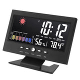 Weather Forecast Clock ABS LED Color Screen Multifunctional Temperature Humidity Alarm Clock Black - Close-Up Angle