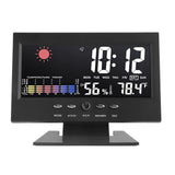 Weather Forecast Clock ABS LED Color Screen Multifunctional Temperature Humidity Alarm Clock Black - Low Angle