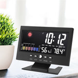 Weather Forecast Clock ABS LED Color Screen Multifunctional Temperature Humidity Alarm Clock Black
