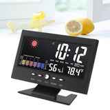 Weather Forecast Clock ABS LED Color Screen Multifunctional Temperature Humidity Alarm Clock Black