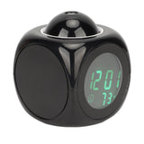 Projection Clock LED Display Projection Alarm Clock Mini Voice Timing Digital Clock Projector With USB Cable Black - Rear View