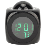 Projection Clock LED Display Projection Alarm Clock Mini Voice Timing Digital Clock Projector With USB Cable Black
