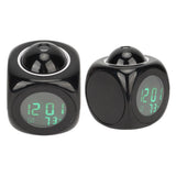 Projection Clock LED Display Projection Alarm Clock Mini Voice Timing Digital Clock Projector With USB Cable Black
