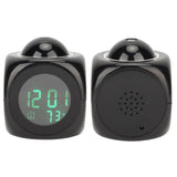 Projection Clock LED Display Projection Alarm Clock Mini Voice Timing Digital Clock Projector With USB Cable Black