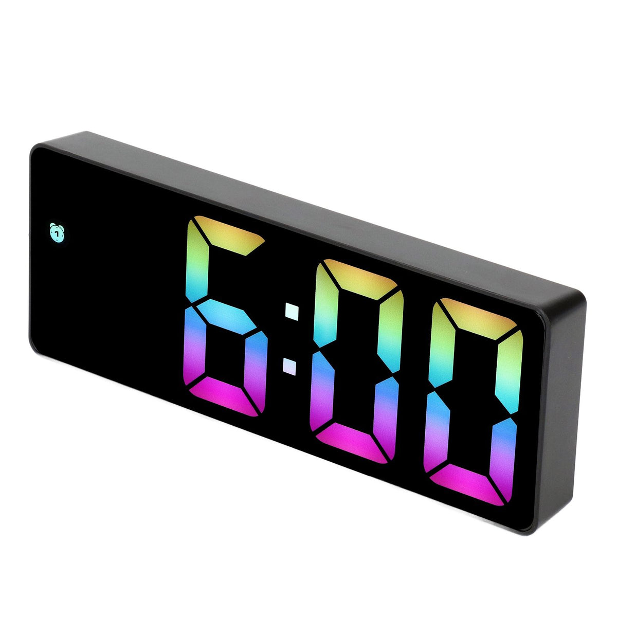 Colorful LED Digital Alarm Clock Large LED Screen Electronic Alarm Clock for Bedside Bedroom 0725 Black Shell Black Face C Style