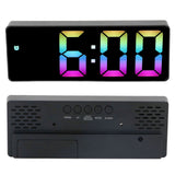 Colorful LED Digital Alarm Clock Large LED Screen Electronic Alarm Clock for Bedside Bedroom 0725 Black Shell Black Face C Style