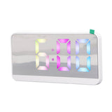 White Digital Alarm Clock with LED Mirror Screen Fashion Electronic Large Screen Clock for Home Bedroom Office