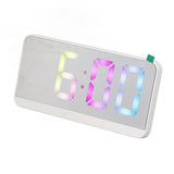 White Digital Alarm Clock with LED Mirror Screen Fashion Electronic Large Screen Clock for Home Bedroom Office