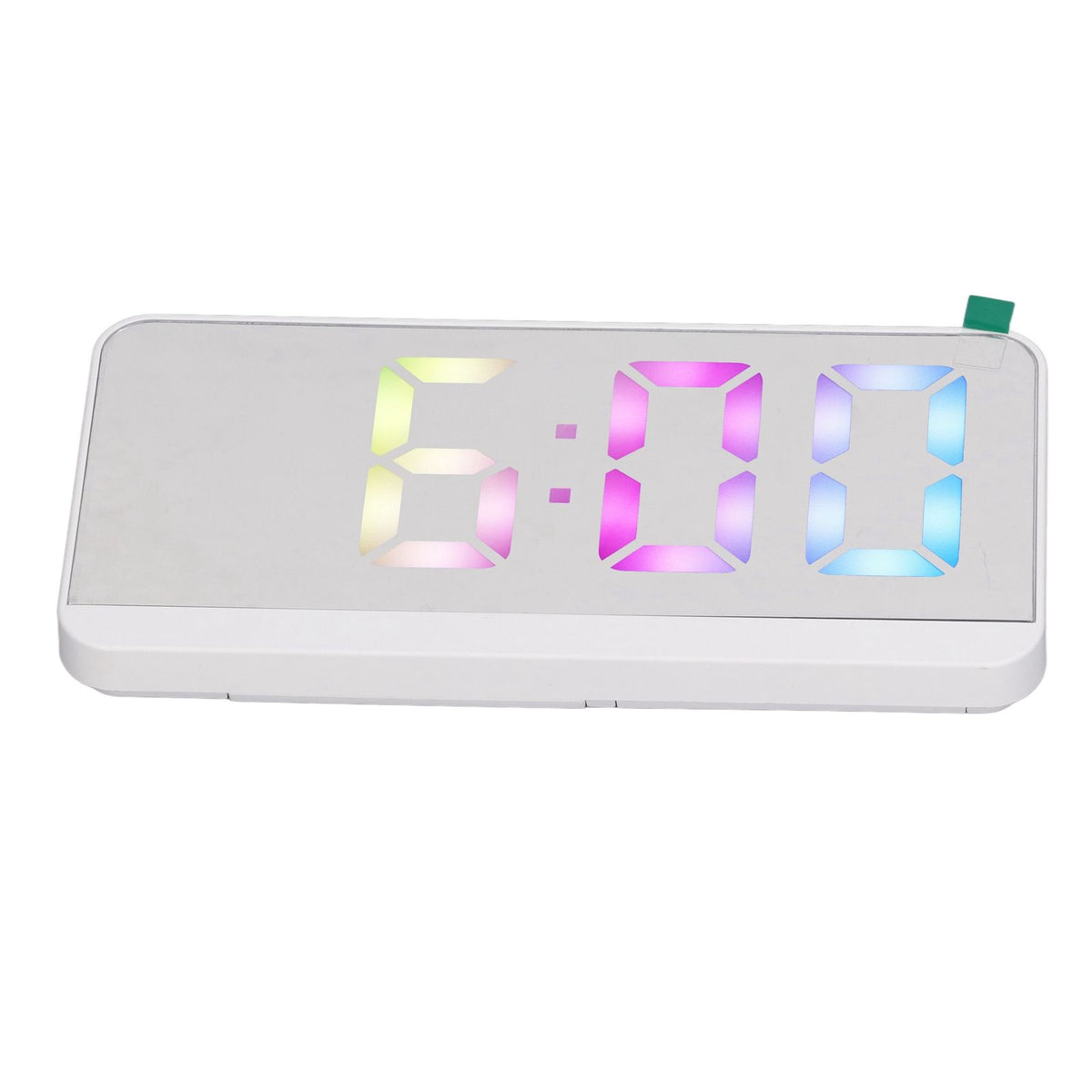 White Digital Alarm Clock with LED Mirror Screen Fashion Electronic Large Screen Clock for Home Bedroom Office