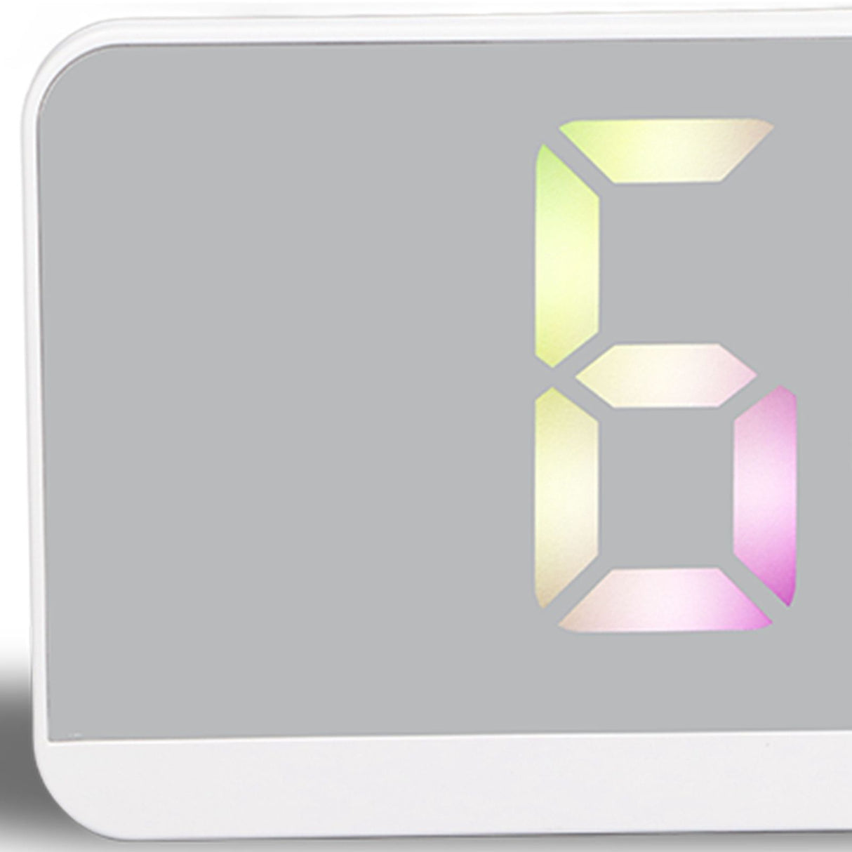 White Digital Alarm Clock with LED Mirror Screen Fashion Electronic Large Screen Clock for Home Bedroom Office