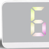 White Digital Alarm Clock with LED Mirror Screen Fashion Electronic Large Screen Clock for Home Bedroom Office