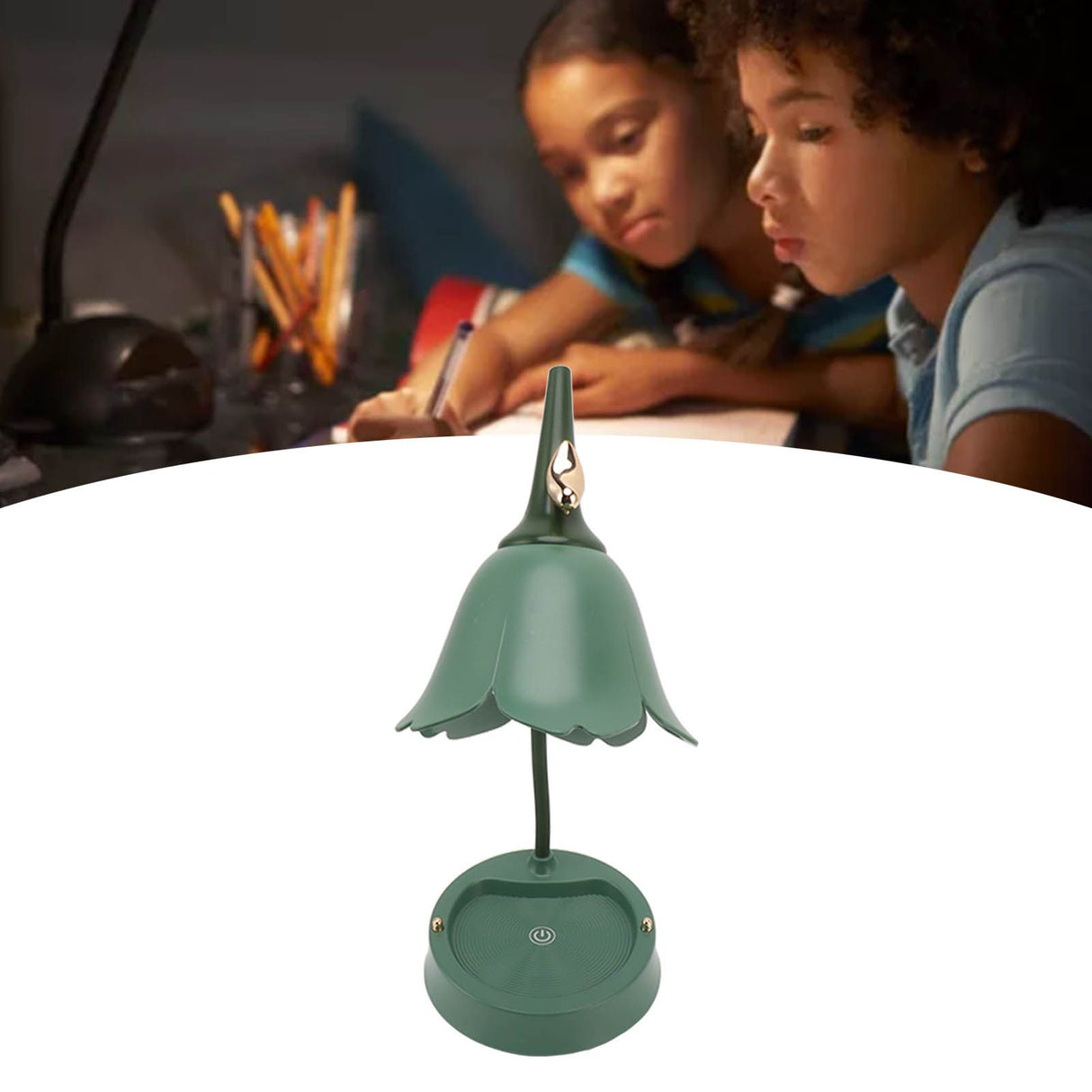 3W LED Touch Desk Lamp 3 Gear Dimmable Foldable Petal Shape Desktop Table Light USB 5V Green