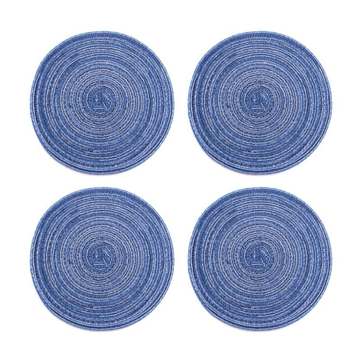 4Pcs Circular Cup Mat Braiding Heat Resistant Bowl Plate Mat Nordic Style Insulation Coaster Blue