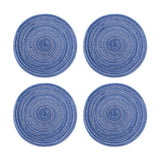 4Pcs Circular Cup Mat Braiding Heat Resistant Bowl Plate Mat Nordic Style Insulation Coaster Blue