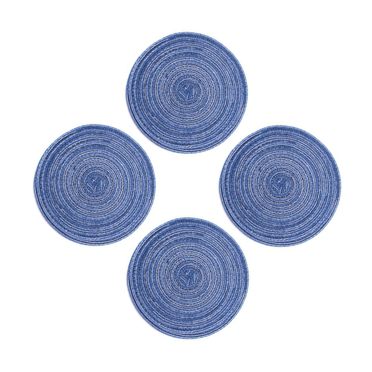 4Pcs Circular Cup Mat Braiding Heat Resistant Bowl Plate Mat Nordic Style Insulation Coaster Blue
