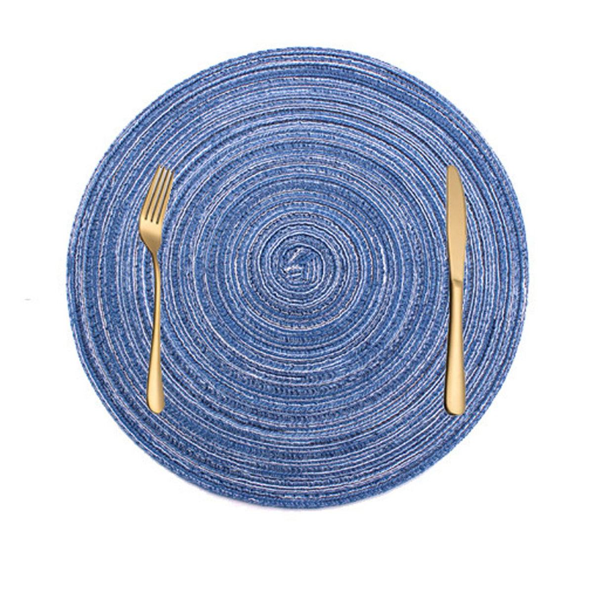 4Pcs Circular Cup Mat Braiding Heat Resistant Bowl Plate Mat Nordic Style Insulation Coaster Blue