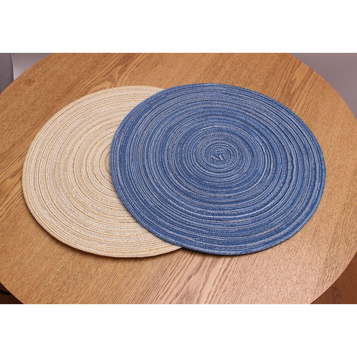 4Pcs Circular Cup Mat Braiding Heat Resistant Bowl Plate Mat Nordic Style Insulation Coaster Blue