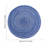 4Pcs Circular Cup Mat Braiding Heat Resistant Bowl Plate Mat Nordic Style Insulation Coaster Blue