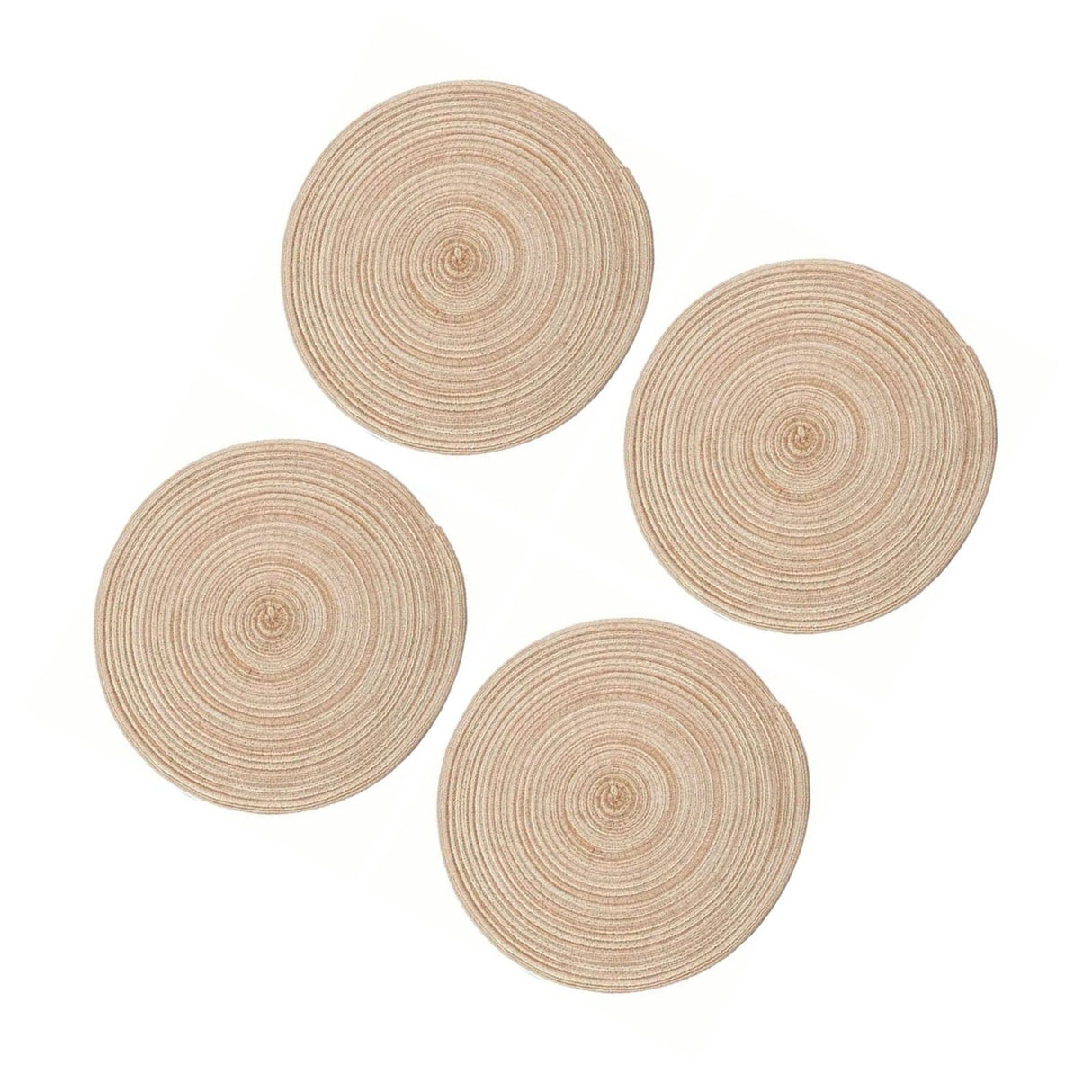 4Pcs Circular Cup Mat Braiding Heat Resistant Bowl Plate Mat Nordic Style Insulation Coaster Khaki