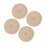4Pcs Circular Cup Mat Braiding Heat Resistant Bowl Plate Mat Nordic Style Insulation Coaster Khaki - Front View