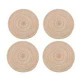 4Pcs Circular Cup Mat Braiding Heat Resistant Bowl Plate Mat Nordic Style Insulation Coaster Khaki - Top-Down View