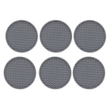 6Pcs Silicone Coaster Set Heat Resistant Prevent Slip Flexible Round Silicone Drink Coaster with Holder for Home Kitchen Grey - Front View