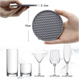 6Pcs Silicone Coaster Set Heat Resistant Prevent Slip Flexible Round Silicone Drink Coaster with Holder for Home Kitchen Grey
