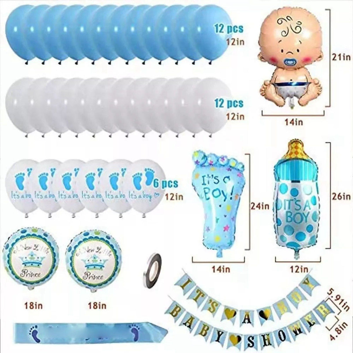 Balloons Kit Decorative Reusable Latex Balloon Set for Baby Shower Birthday Party