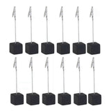 12PCS Card Holder Cube Pine Decorative Table Number Stand Memo Clip Holder for Bedside Decoration Black