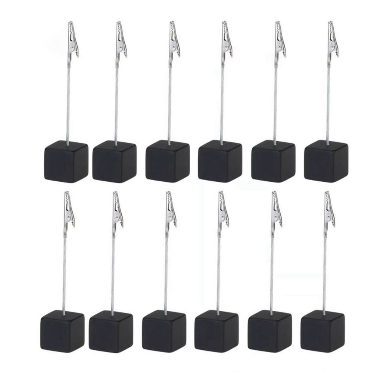 12PCS Card Holder Cube Pine Decorative Table Number Stand Memo Clip Holder for Bedside Decoration Black