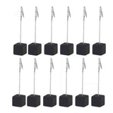 12PCS Card Holder Cube Pine Decorative Table Number Stand Memo Clip Holder for Bedside Decoration Black