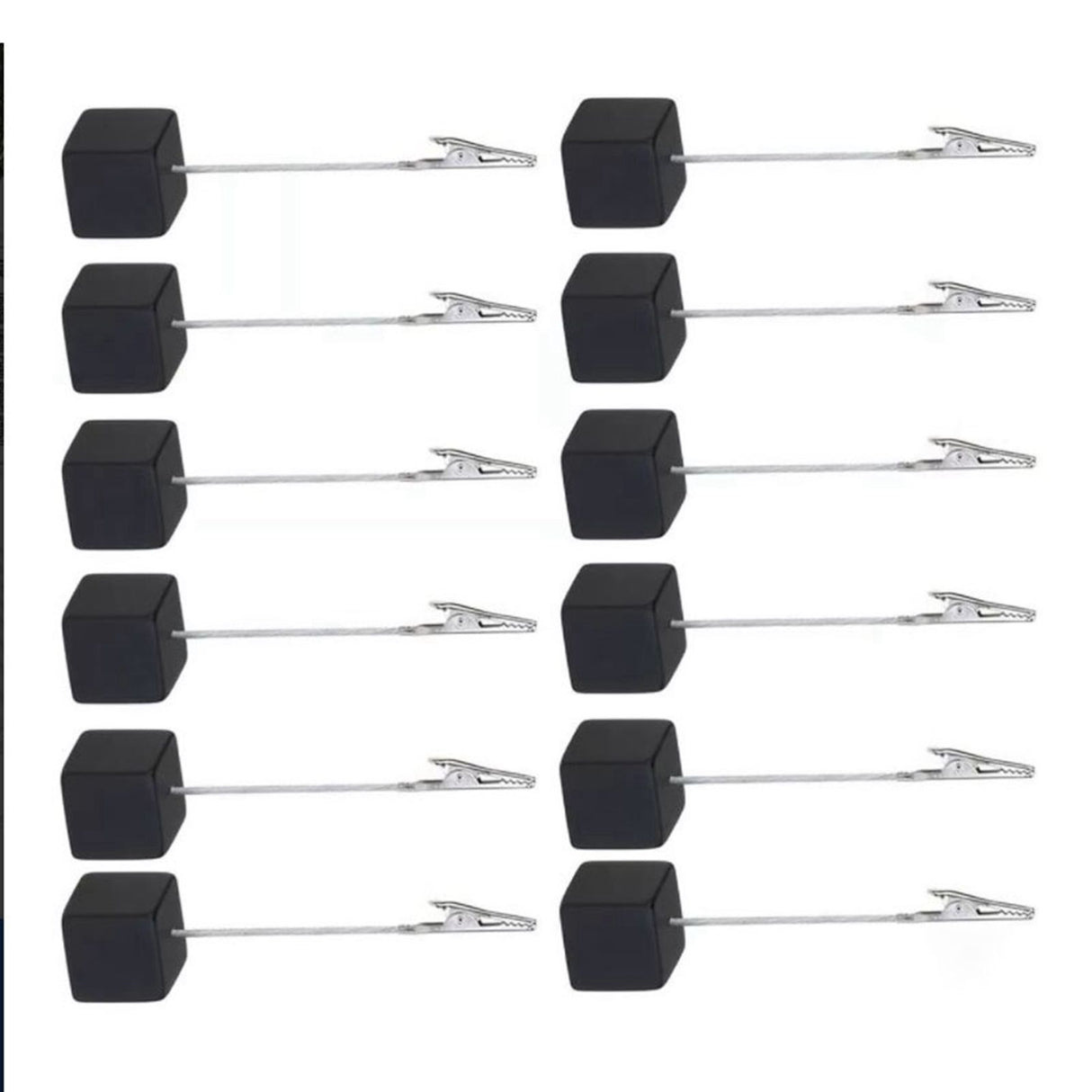12PCS Card Holder Cube Pine Decorative Table Number Stand Memo Clip Holder for Bedside Decoration Black
