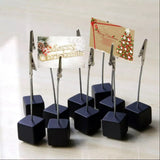 12PCS Card Holder Cube Pine Decorative Table Number Stand Memo Clip Holder for Bedside Decoration Black - 45-Degree Angle