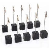 12PCS Card Holder Cube Pine Decorative Table Number Stand Memo Clip Holder for Bedside Decoration Black - Extra Image