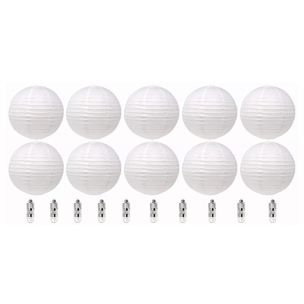 Chinese White Paper Lantern Decorative Round Paper Lanterns with 10 LED Lights for Wedding Party Christmas Party Decor