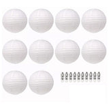 Chinese White Paper Lantern Decorative Round Paper Lanterns with 10 LED Lights for Wedding Party Christmas Party Decor - Front View