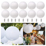 Chinese White Paper Lantern Decorative Round Paper Lanterns with 10 LED Lights for Wedding Party Christmas Party Decor - 45-Degree Angle