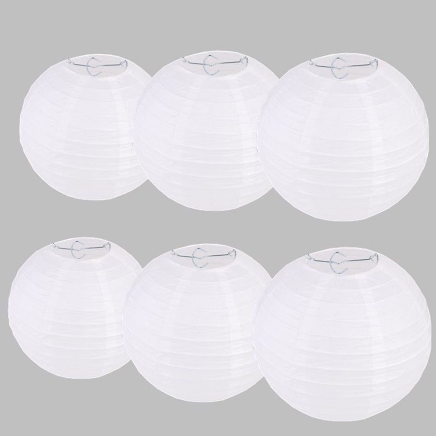 Chinese White Paper Lantern Decorative Round Paper Lanterns with 10 LED Lights for Wedding Party Christmas Party Decor