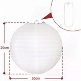 Chinese White Paper Lantern Decorative Round Paper Lanterns with 10 LED Lights for Wedding Party Christmas Party Decor - Extra Image