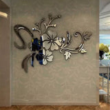 Acrylic Mirror Wall Sticker Removable 3D Wall Decal for Living Room Bedroom Bathroom Studio - 45-Degree Angle