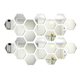 24PCS Hexagon Mirror Wall Stickers Acrylic Sticker Decoration for Home Living Room Bedroom Decor - Front View